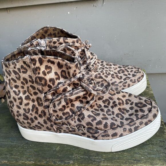 VERY G Ursula Size 9 Womens Ankle Booties Sneaker Shoes Faux Suede Leopard Print - Picture 3 of 9